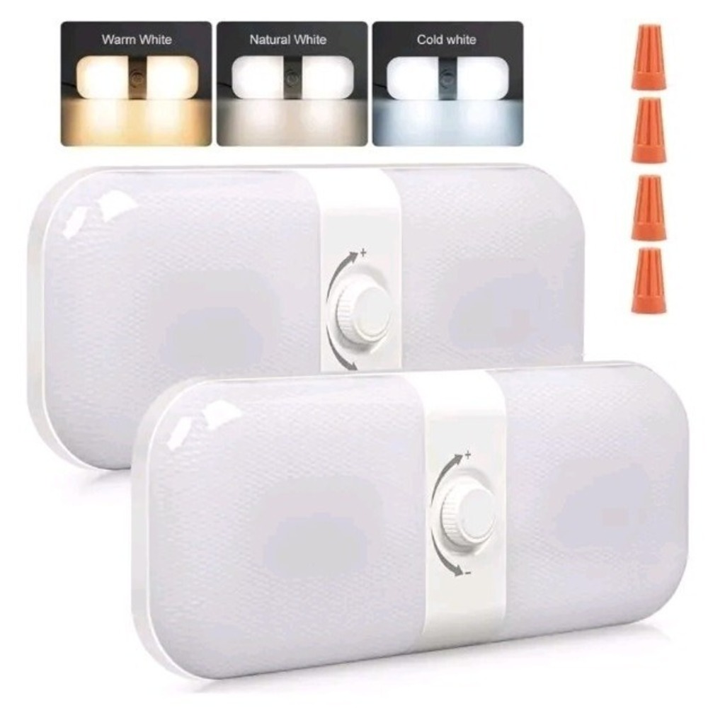 2 PACK DAWEIR LED RV Slim Interior Ceiling Light 3 COLOR TEMP NIGHTLIGHT